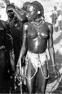 A young woman from the Nuba tribe